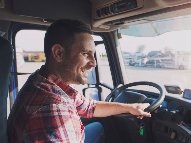 happy truck driver